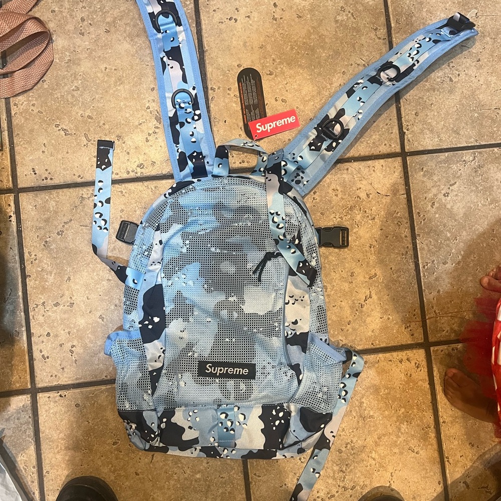 Supreme Light Blue Camouflage Backpack nwt